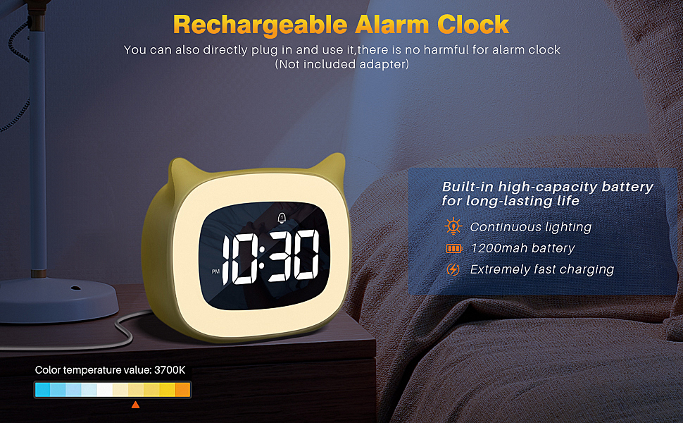 Battery Operated/Rechargeable Alarm Clock