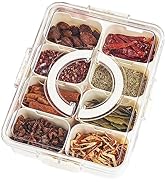 Divided Serving Tray with Lid and Handle,Snackle Box Charcuterie Container for Portable Snack Pla...