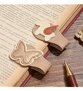 2PCS Vintage Magnetic Leather Bookmark, Leather Magnetic Bookmarks for Women, Magnetic PU Bookmar...