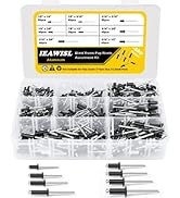 400PCS Black Pop Rivets Assortment Kit, 8 SAE Sizes Aluminum Rivets (1/8" 3/16") with Reinforced ...