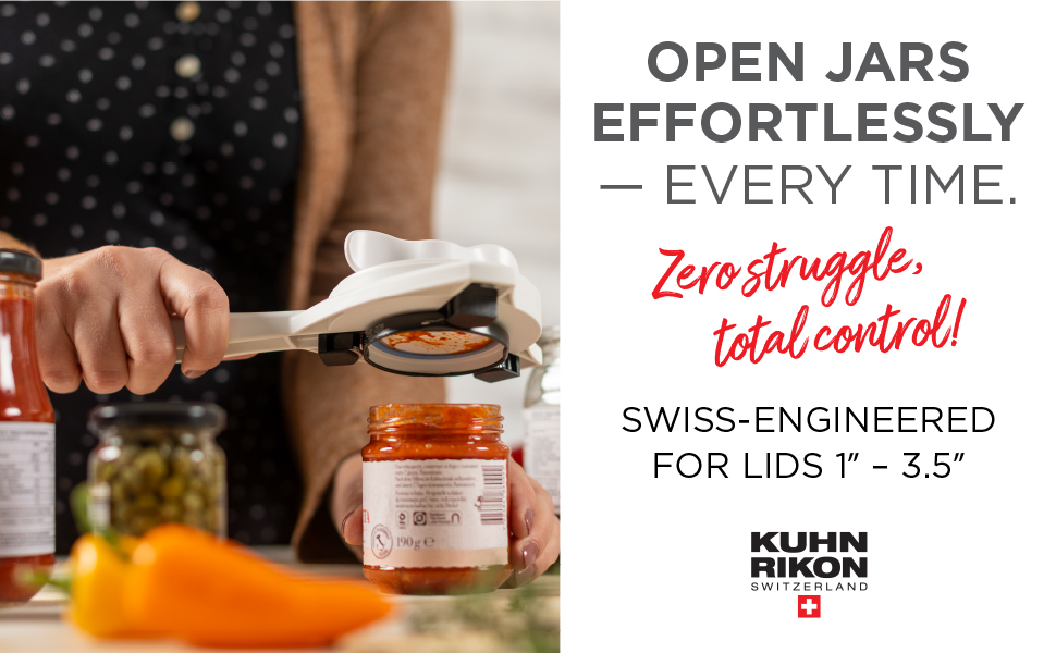 Open Jars Effortlessly - Every Time. Zero Struggle Total Control! Swiss Jar Opener
