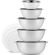 WHYSKO Stainless Steel Mixing Bowls With Lids Set, 5 Sizes Nesting Mixing Bowls for Your Kitchen ...
