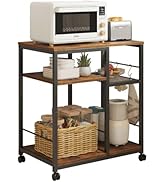 LINGMI Kitchen Microwave Cart,Rolling Kitchen Cart with Lockable Wheels, 4-Tier Microwave Stand, ...