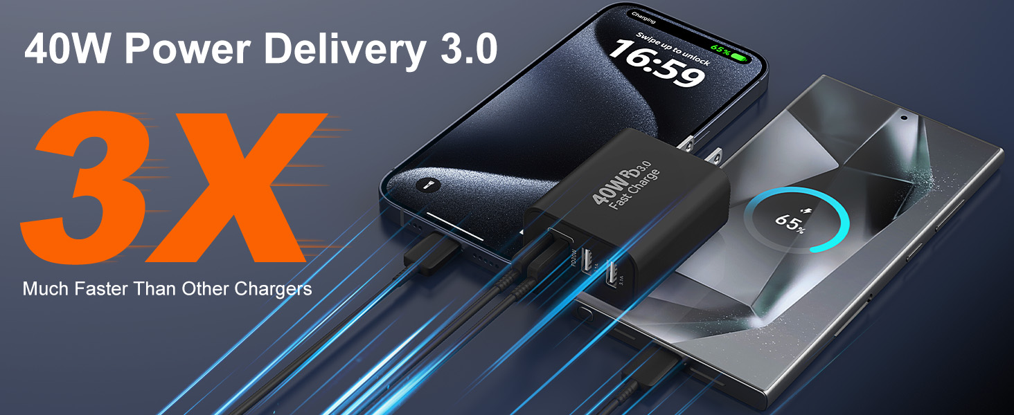 USB C Wall Charger Block, 2Pack 4-Port Type C Charger Fast Charging Block