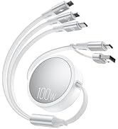 CAFELE 100W Multi Charging Cable, 6-in-1 Retractable USB C/A Cable, 5A Fast Charger Cord for Mult...
