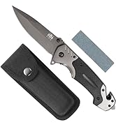 Monterra Tactical Folding Pocket Knife, Holster, Stainless steel, G10 Handle, Sharpening Stone, S...