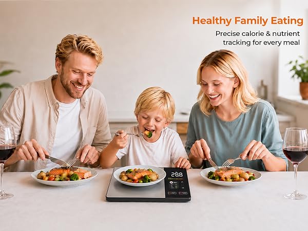 Smart food scale supports healthy family meal calorie and nutrient tracking