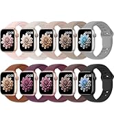 10 Pack Sport Bands Compatible with Apple Watch 38mm 40mm 41mm 42mm 44mm 45mm 46mm 49mm Women Men...