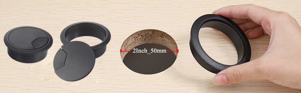 stylish desk grommet 2 inch black