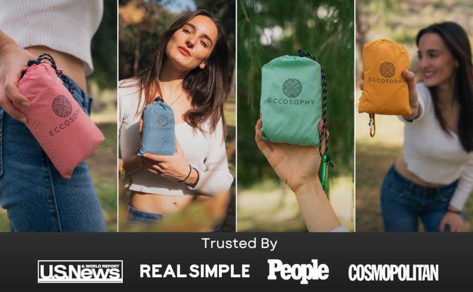 ECCOSOPHY hiking blanket and picnic blanket in a travel pouch