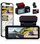 SIXTOP 4K Dash Cam Front and Rear, 4K+1080P Dual Dash Camera for Cars, 64G Card, GPS, WiFi App Co...