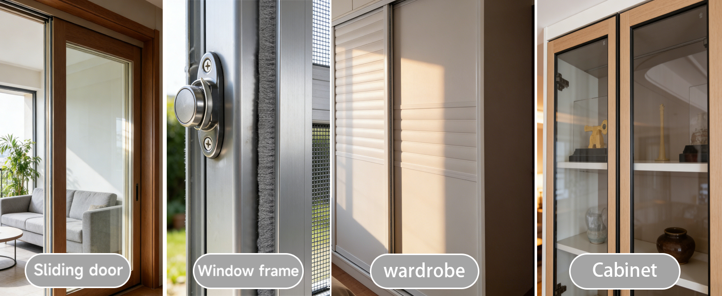 works perfectly on a wide range of surfaces: glass windows, sliding doors, wardrobes