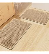 Smiry Waffle Bathroom Rugs Sets 2 Piece (30x20+30x18, Brown) | Full Coverage Hot Melt Adhesive Ba...