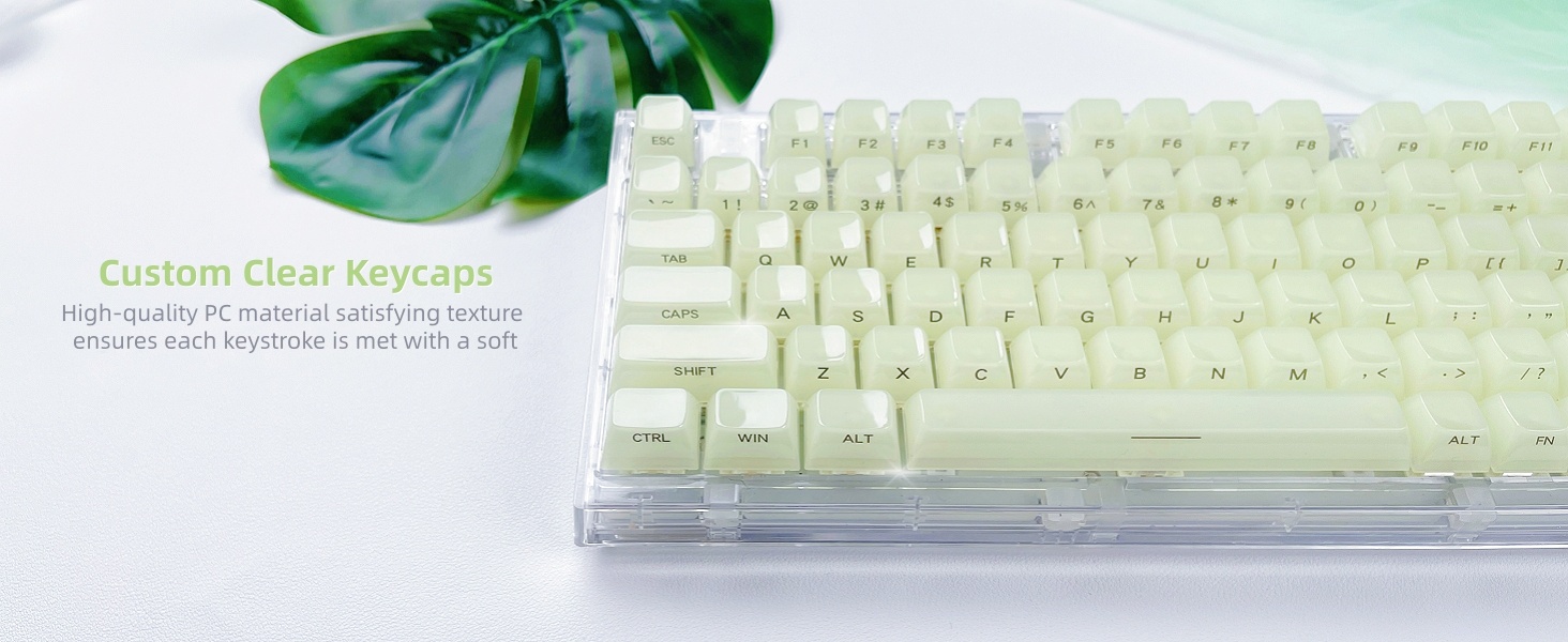 Womier Keyboard Keycaps Jelly - Ceramic Keycaps Style, Clear Creamy Green Key Cap
