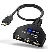HDMI Switch, HDMI Splitter 3 in 1 Out 4K@60Hz, 3-Port Switcher Selector with Pigtail Cable, Multi...