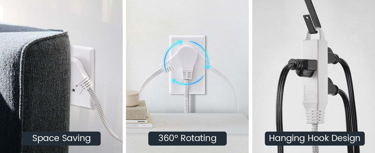 Extension Cord with 360° Flat Plug