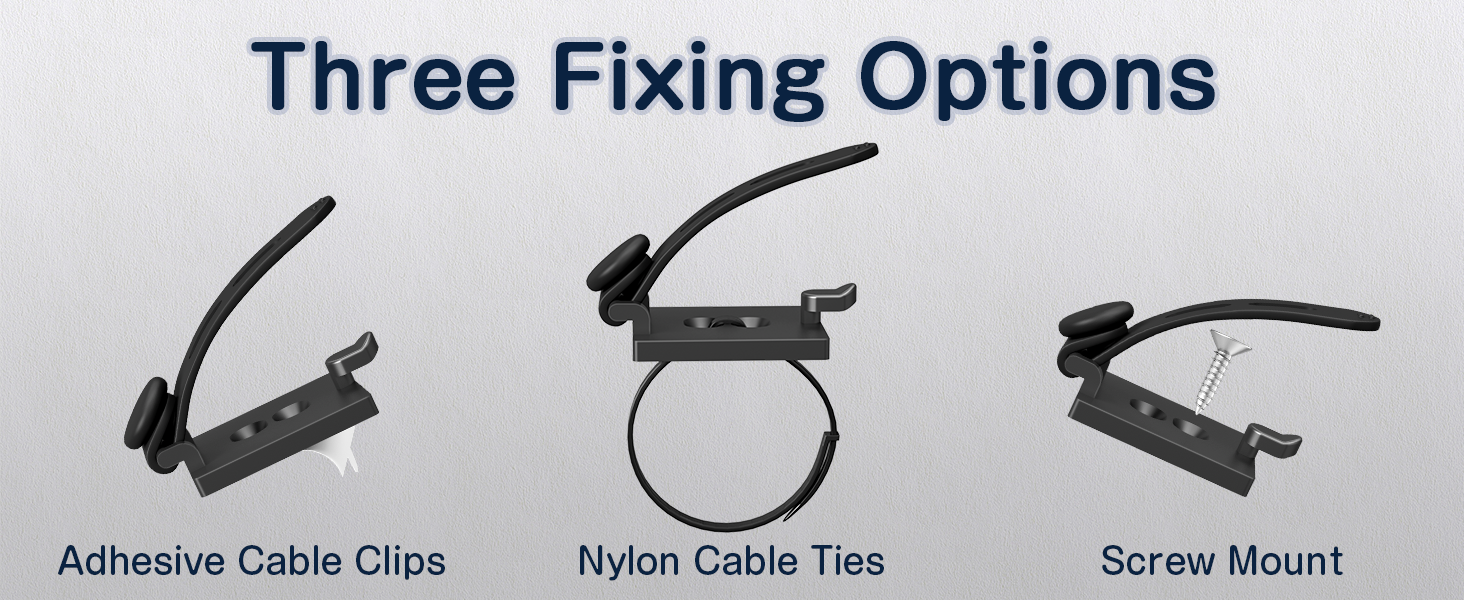 under desk cable management clips black with screw hole and 3m tape