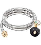 GasSaf 5FT Propane Adapter Hose with Gauge 1 lb to 20 lb Converter Universal for Weber Q Series G...