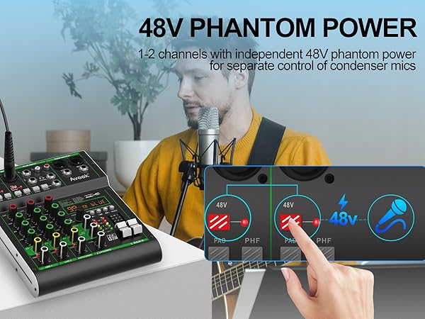 audio mixer 4 channel DJ sound digital mixer board mixing console bluetooth stereo audio interface
