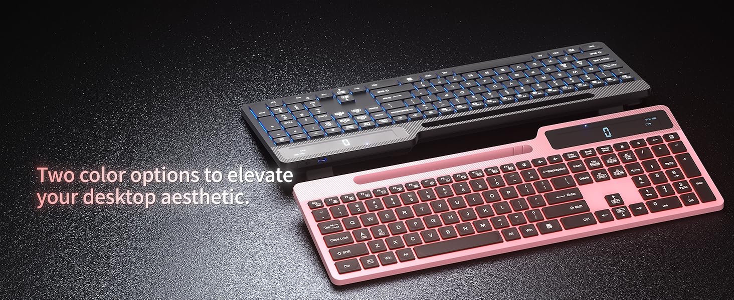 Wireless Keyboard Mouse Combo, Full Size Ergonomic Keyboard