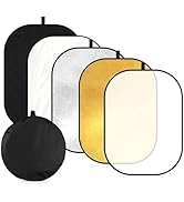 YUOCU 24"x36"/60x90cm Photography Light Reflector, 5-in-1 Collapsible Oval Multi Disc Diffuser wi...