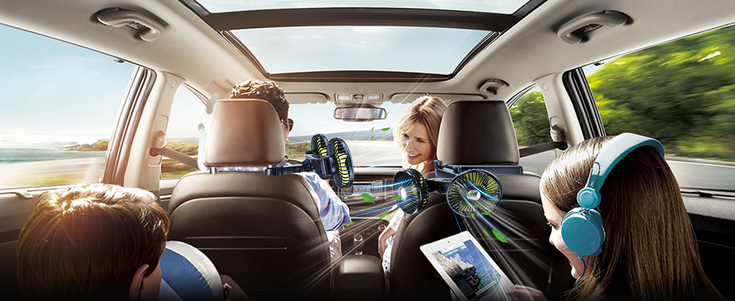 Nauttxon Car Fan for BackSeat Kids, 360°Rotatable Car Seat Fan for Baby Rear Facing, Car Seat Fan