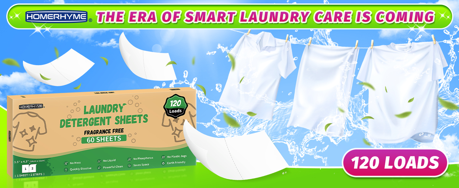 60 sheets laundry detergent sheets unscented