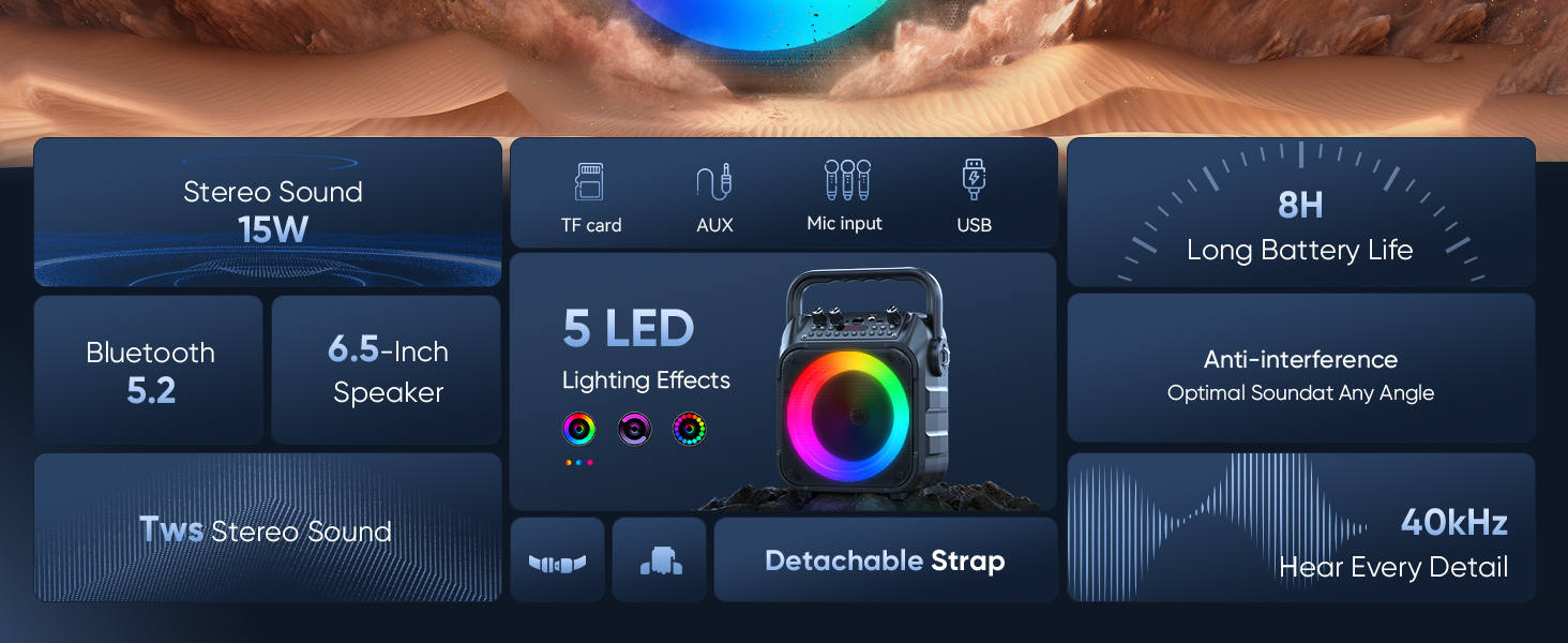 Karaoke Machine with 3 Wireless Karaoke Microphones