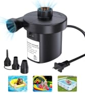 PULIDIKI Electric Air Pump for Inflatables Air Mattress Pump with 3 Nozzles Inflator Deflator Qui...