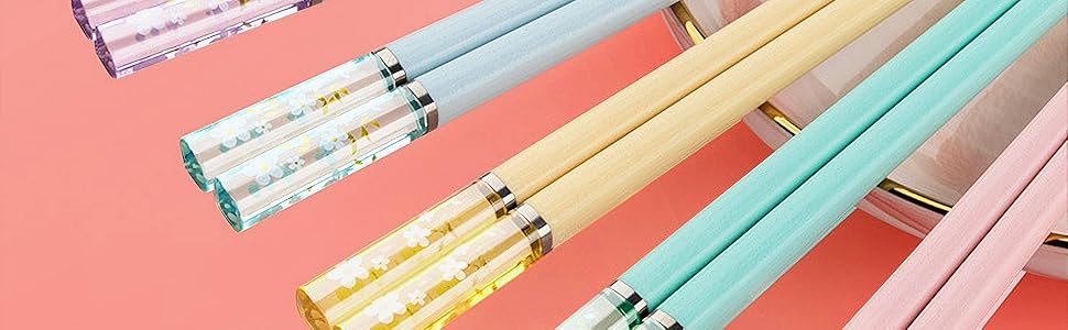 Premium chopsticks pink yellow green blue purple
