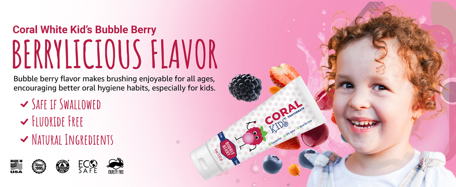 Coral Kids natural fluoride free toddler baby toothpaste