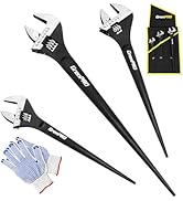 GRENPRO 4-Piece Adjustable Spud Wrench Set with Gloves, 10" 12" 16" Large Crescent Plumbers Wrenc...
