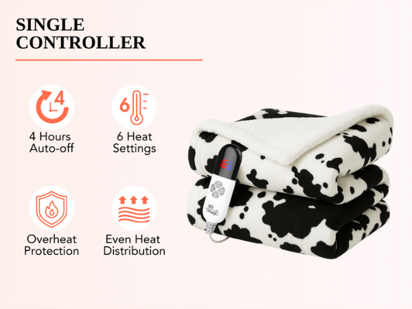 heated throw blanket cow print