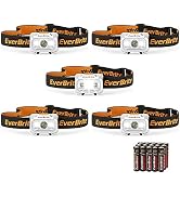 EverBrite 5 Pack LED Headlamp, 4 Lighting Modes with Pivoting Light Head | Batteries Included, IP...