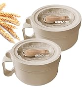 MUUBOOX 2Pack 28.7oz Wheat Straw Microwave Ramen Bowl Set Noodle Bowls With Lid and Spoon, Improv...