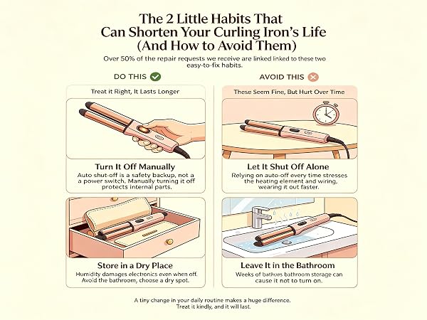 3/4 inch curling iron for long hair,extra long barrel curling iron with ceramic barrel