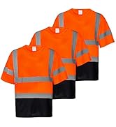 ProtectX High Visibility Short Sleeve Reflective Safety T-Shirt, Heavy Duty Breathable Hi Vis Shi...