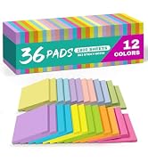 Taja Sticky Notes, 36 Pads, 3x3 Inches Self-Stick Note Pads, Perfect for Office, Study, and Daily...