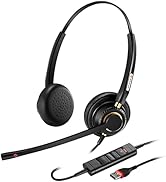 Arama USB Headset with Microphone for PC, Computer Laptop Headphones with Noise Cancelling Mic &amp; ...