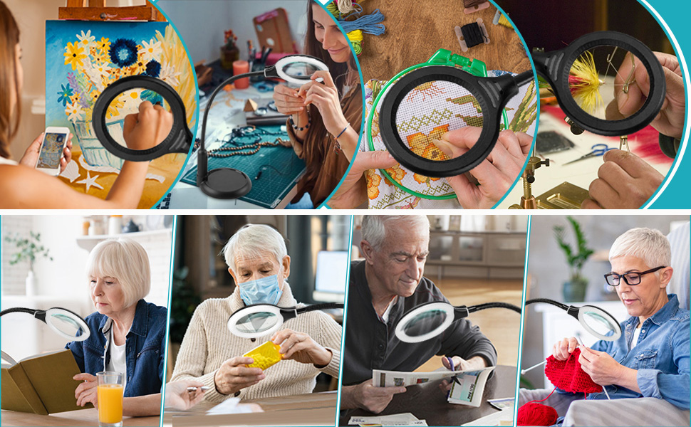 5X Magnifying Glass with Light and Clamp