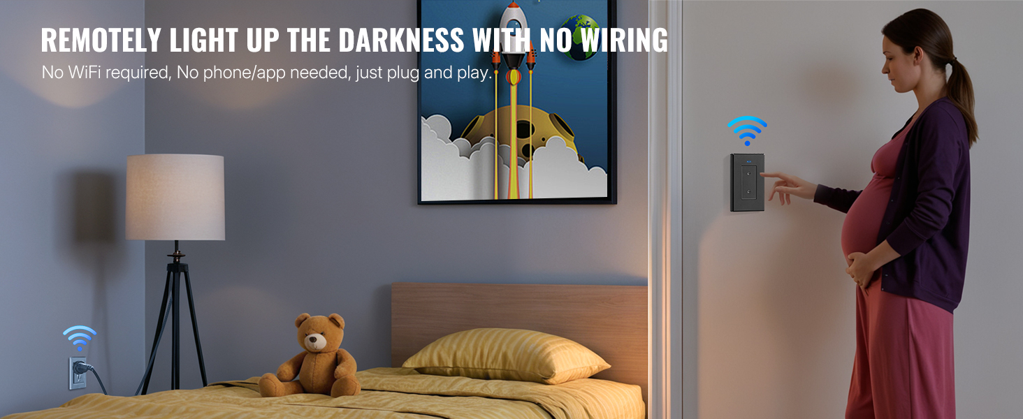 WILAWELS Wireless Wall Mounted Light Switch
