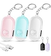 Hion 130dB Personal Safety Alarm for Women Upgraded Vibration Sensor, 3 Pack Rechargeable Self De...
