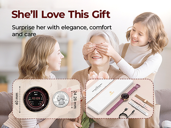 Elegant gift set for women: smart watch, 4 bands and necklace. Perfect birthday anniversary gift