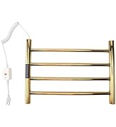 NCONCO Towel Warmer 4 Bars for Bathroom Wall Mounted Plug-in Bath Towel Warmer with Timer Tempera...