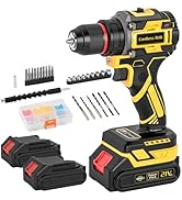 Cordless Drill, 21V Brushless Power Drill with Dual 2.0Ah Power Pack and Charger, Electric Drills...