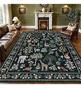 8x10 Area Rugs Living Room Rug: Vintage Washable Rug Floral Soft Carpet Indoor Floor Non-Slip Boh...