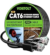VOIETOLT Cat 6 Outdoor Ethernet Cable 100 ft, 10Gbps 550MHz Pure Copper Network Internet Cable Di...
