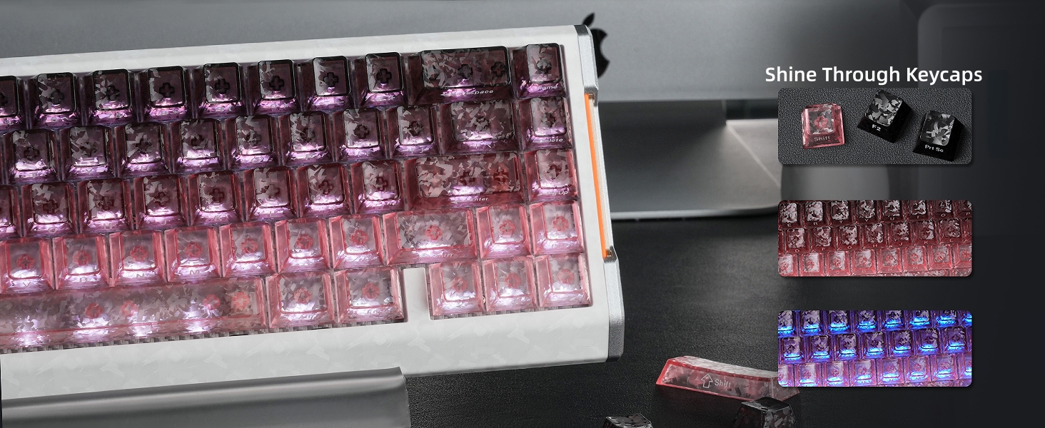 Clear Keycaps, Translucent Keycaps Set Keyboard Caps Cherry Profile,Custom Shine through Keycaps