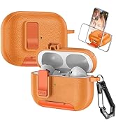 Fofvccv for AirPods Pro 2nd / 1st Lock Clip Leather Case with Carabiner, Support Wireless Charge ...