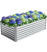 6X3X2ft (1 Pack) Galvanized Raised Garden Bed,Outdoor Courtyard Planter Box Metal Patio Kit Plant...